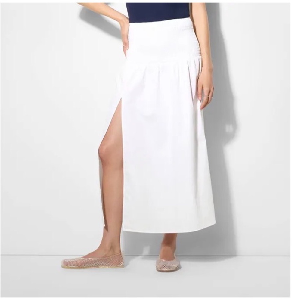 Wild Fable White Maxi Skirt with Side Slit